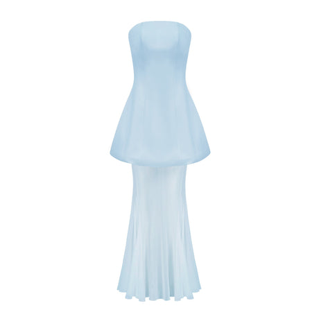 Aurohaya Mélanie Blue Corset Dress & Mesh Skirt Set