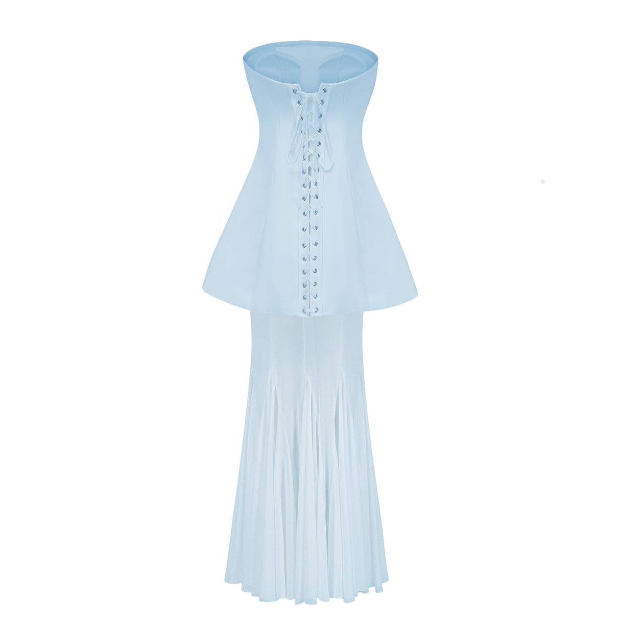 Aurohaya Mélanie Blue Corset Dress & Mesh Skirt Set