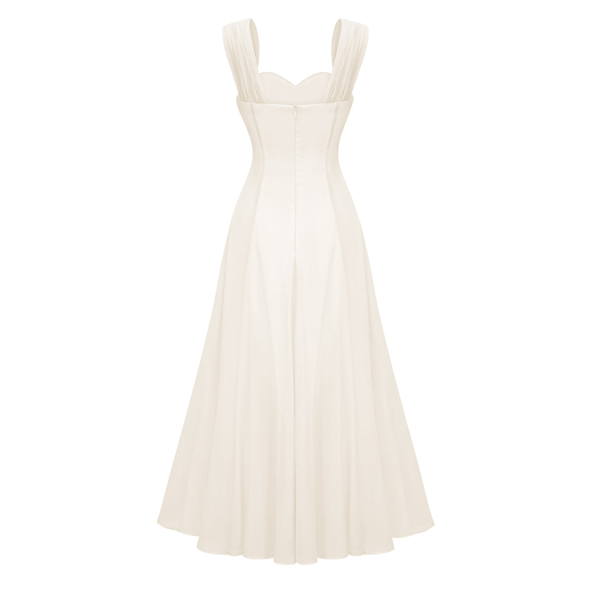 Aurohaya Érasme Cream White Flounced Midi dress