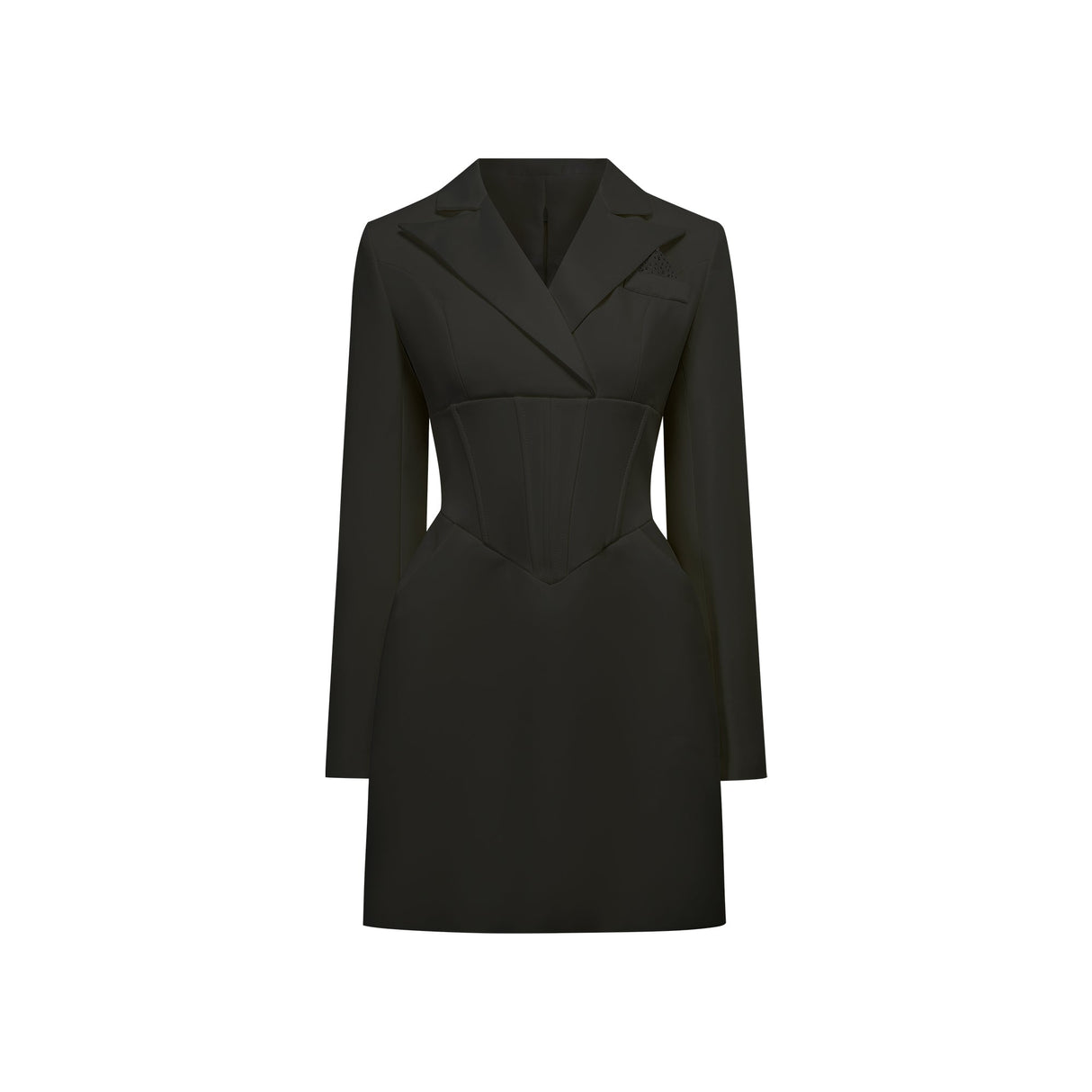 Aurohaya Inmaculada Black Boned Bodice Mini Blazer Dress