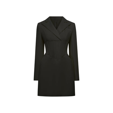 Aurohaya Inmaculada Black Boned Bodice Mini Blazer Dress