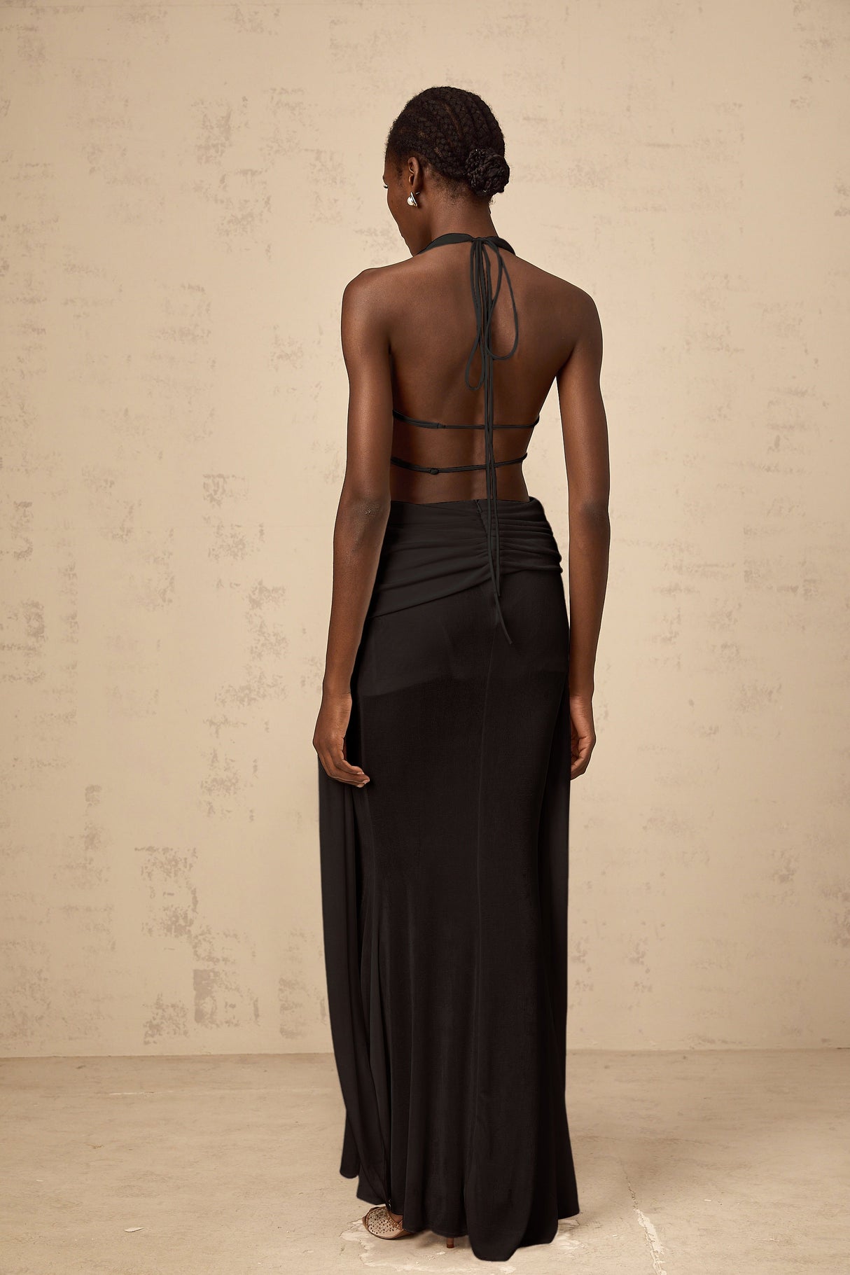 Aurohaya Déotille halterneck backless maxi dress in Black