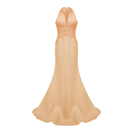 Aurohaya Emmeline Orange Train Design Gathered Maxi Dress
