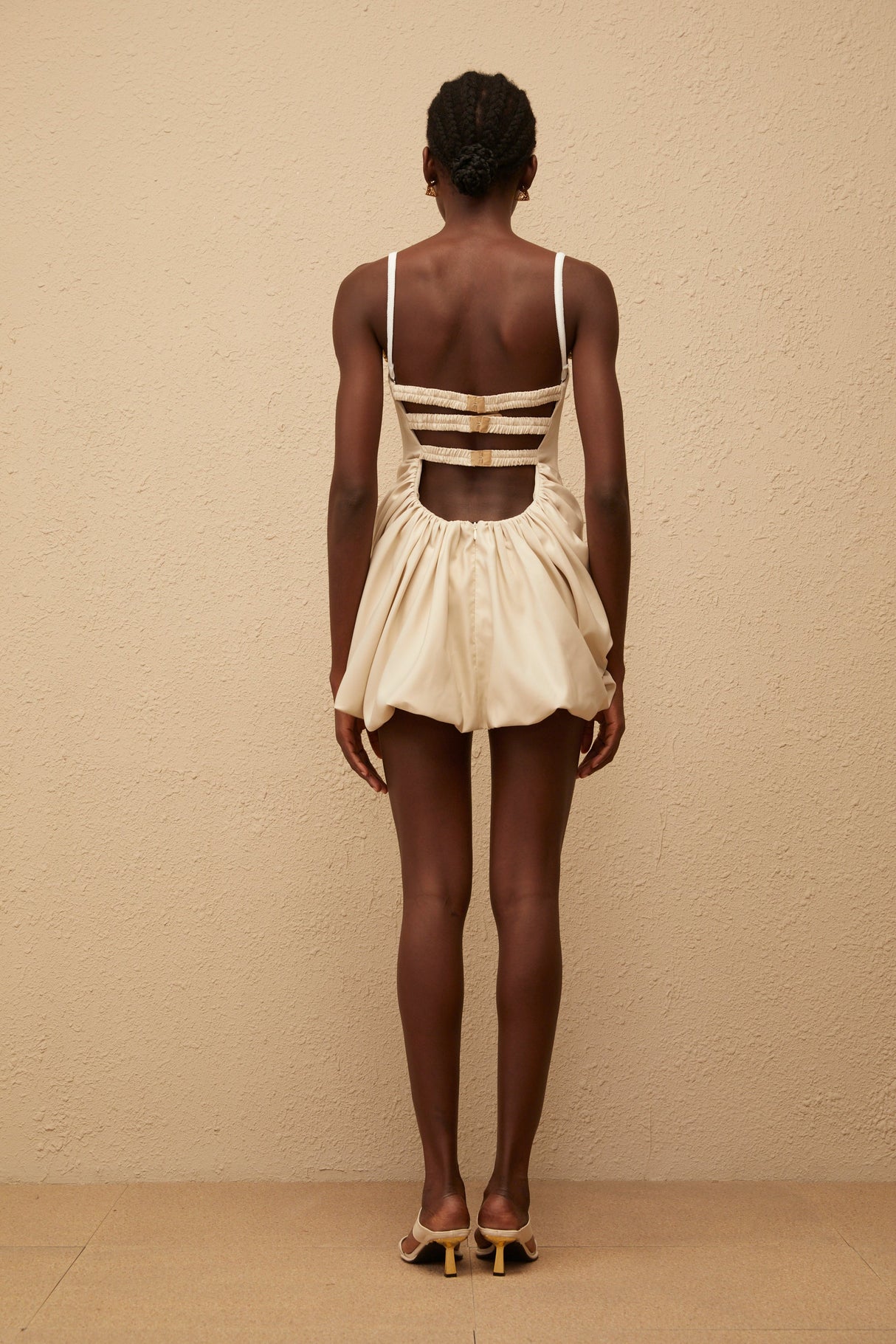 Aurohaya Inaya Neutral Panel Corset Mini Dress