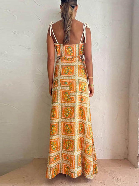 Aurohaya Unique Lemon Print Strappy Dress