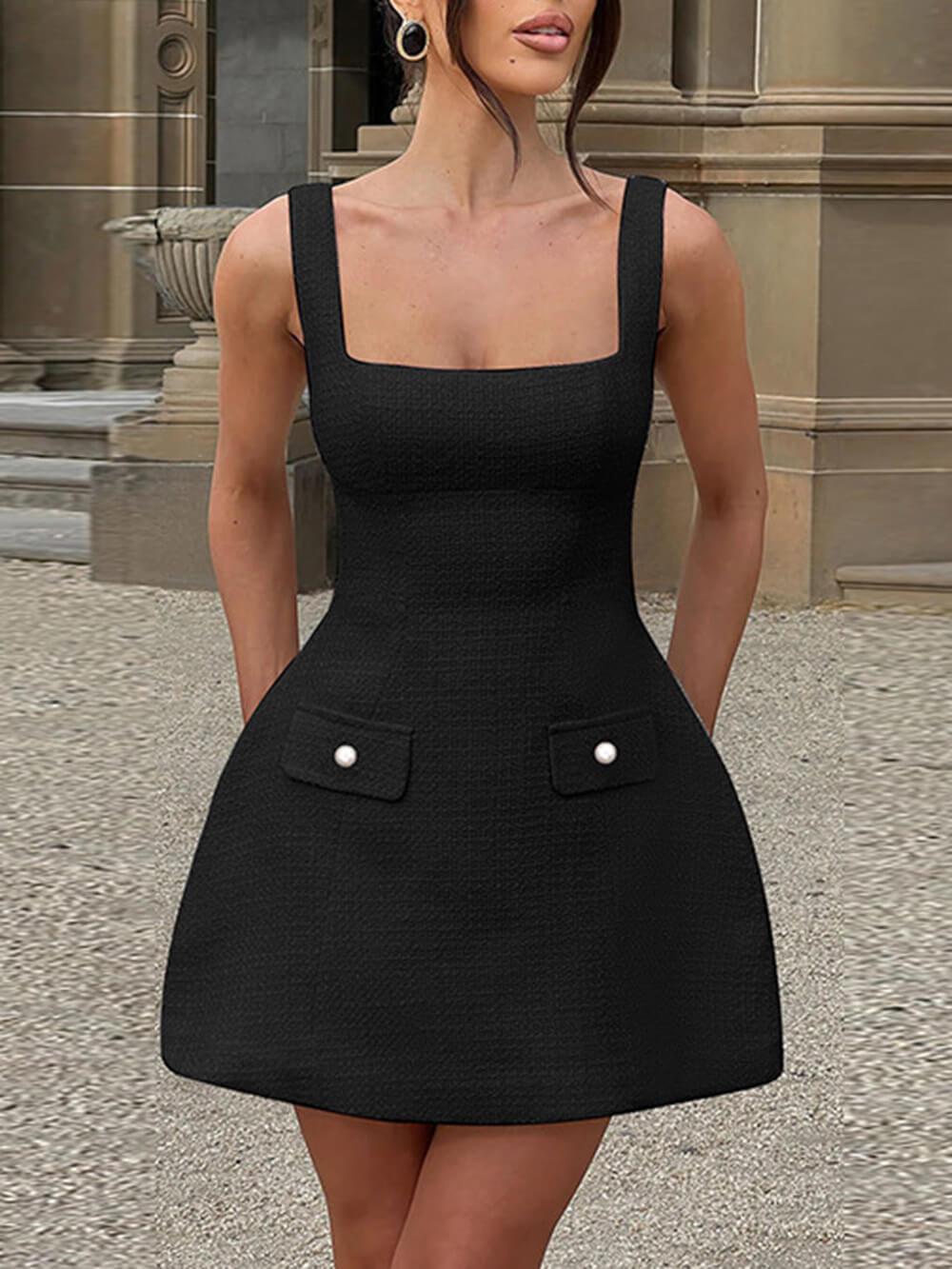 Aurohaya Elegant Strapless Party Mini Dress Black