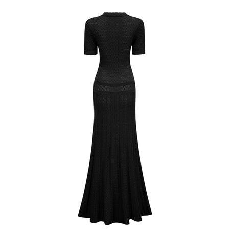 Aurohaya Siena Shirred Crochet-Knit Maxi Dress
