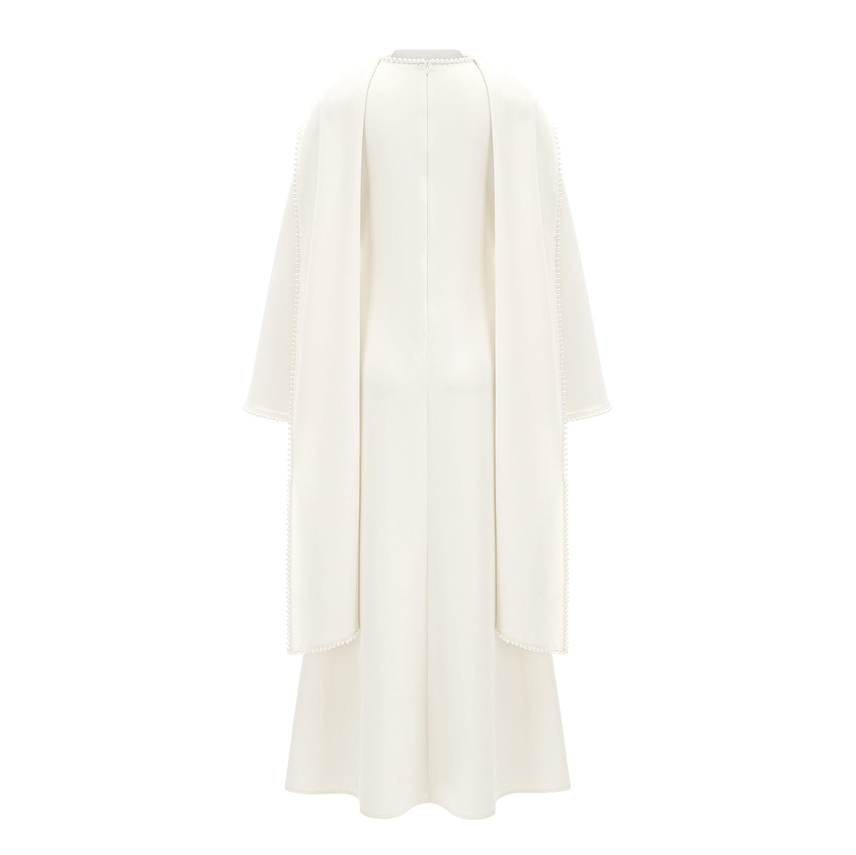 Aurohaya Piroska White Pearl Trim Shawl Detail Maxi Dress