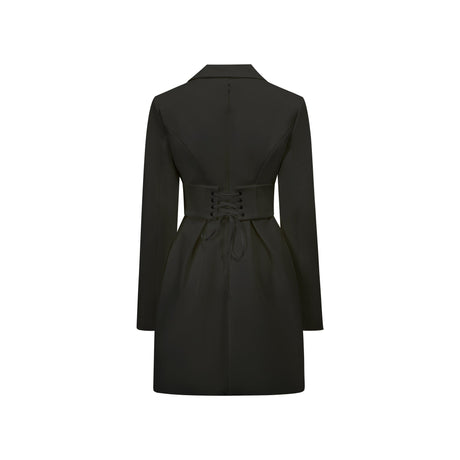 Aurohaya Inmaculada Black Boned Bodice Mini Blazer Dress