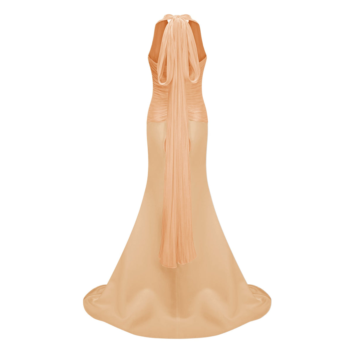 Aurohaya Emmeline Orange Train Design Gathered Maxi Dress