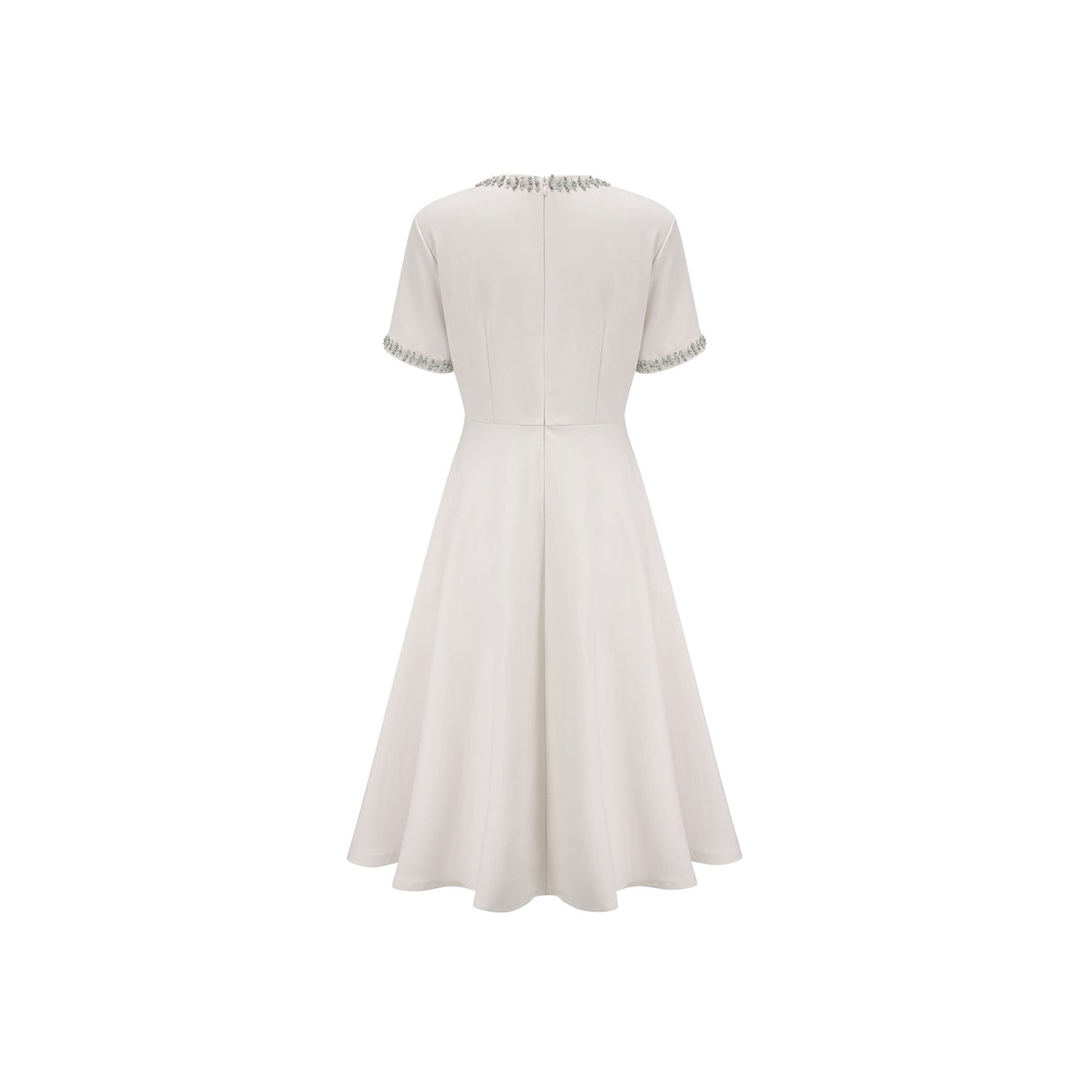 Aurohaya Cassiopeia crystal-accented bow midi dress in White