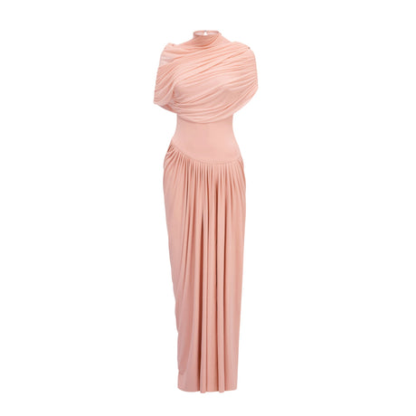 Aurohaya Catherine asymmetrical pleated maxi dress in Pink