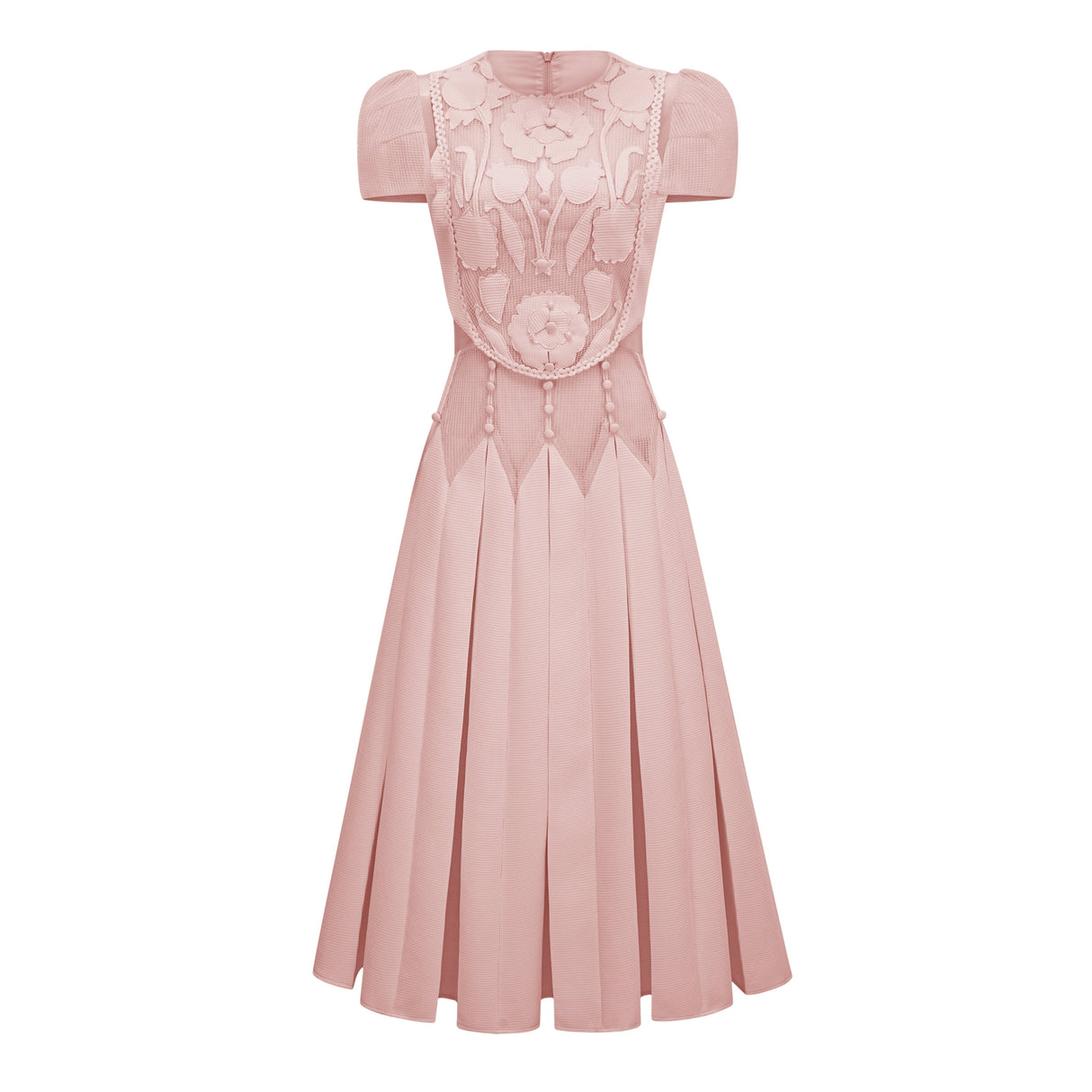 Aurohaya Maelle Pink Flower Embroidered Maxi Dress