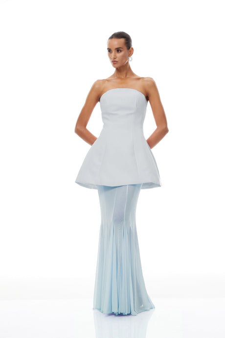 Aurohaya Mélanie Blue Corset Dress & Mesh Skirt Set
