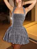 Elegant Holders Corner Tie Waist Mini Dress