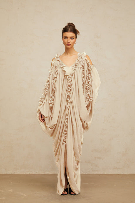 Aurohaya Aglaé ruffled-trim tulle maxi dress