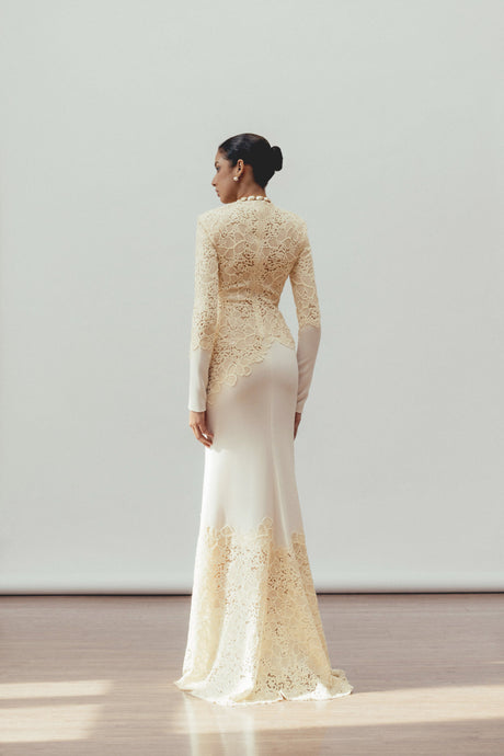 Aurohaya Mathilde White Embroidered Maxi Dress