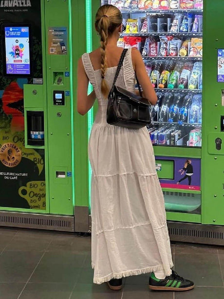 Aurohaya Square Neck Sleeveless Slim Fit Midi Dress