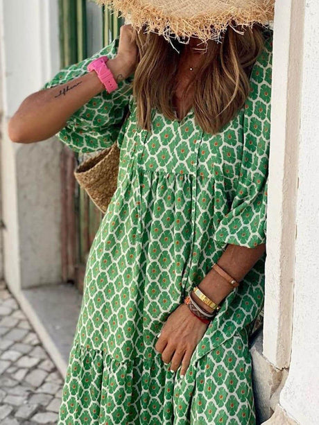 Aurohaya Bohemian Printed Maxi Dress