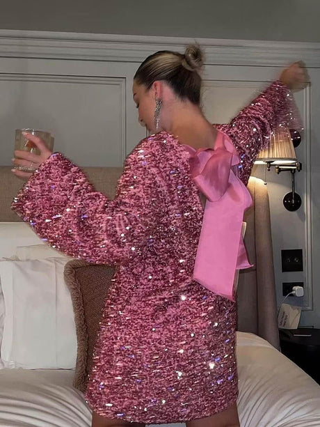 Aurohaya Sequined Tie-back Dress