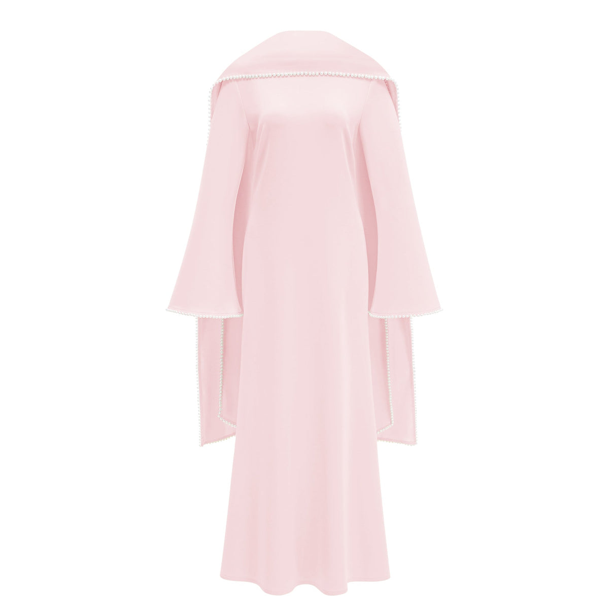 Aurohaya Piroska Pink Pearl Trim Shawl Detail Maxi Dress