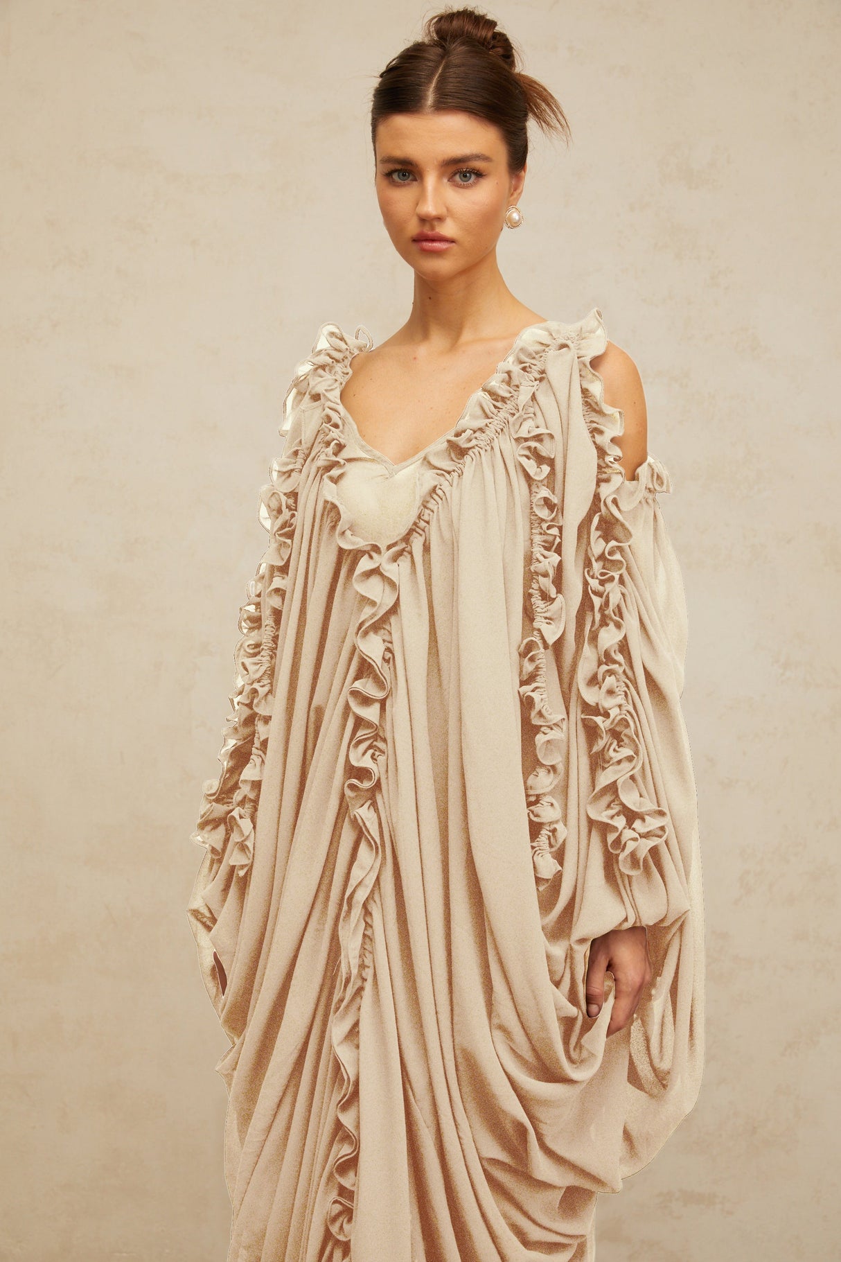 Aurohaya Aglaé ruffled-trim tulle maxi dress