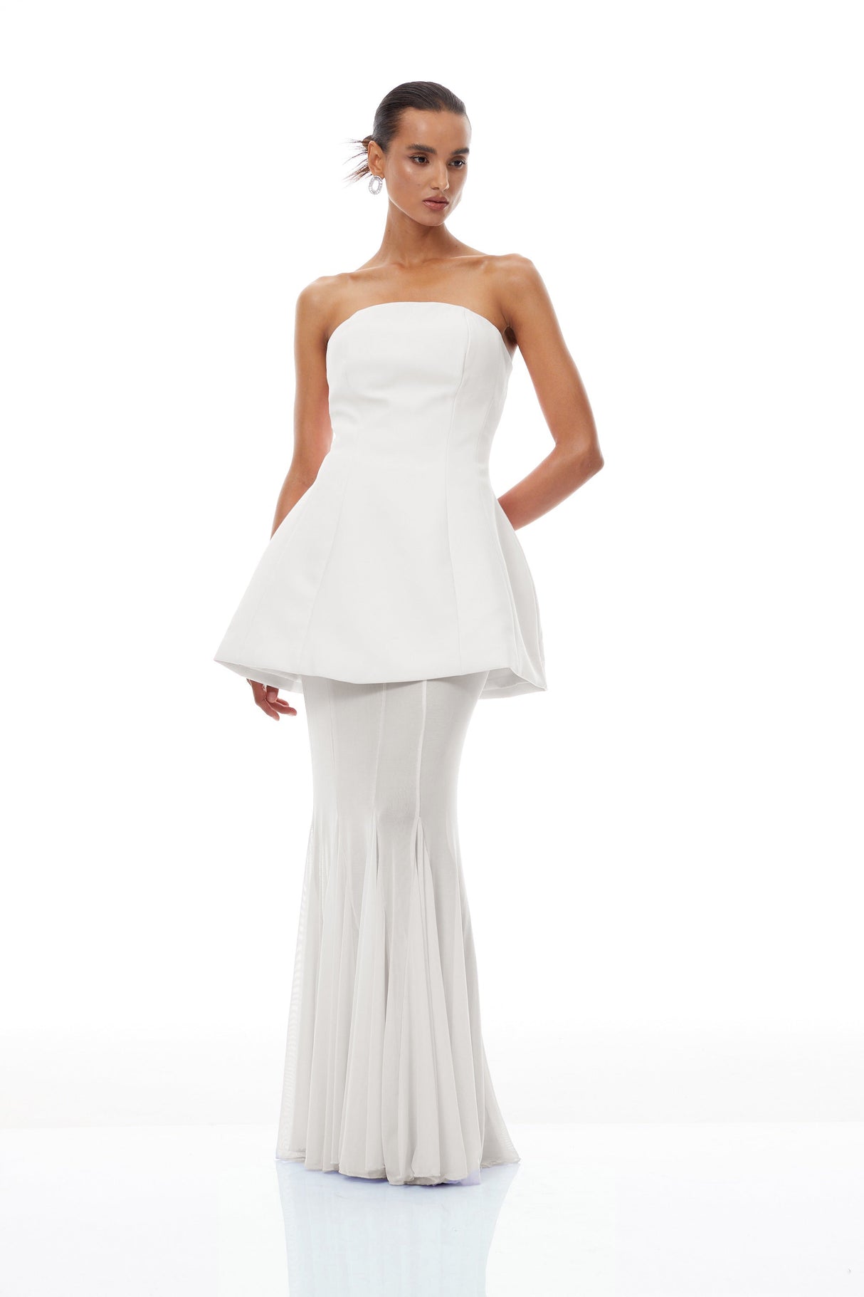Aurohaya Mélanie White Corset Dress & Mesh Skirt Set