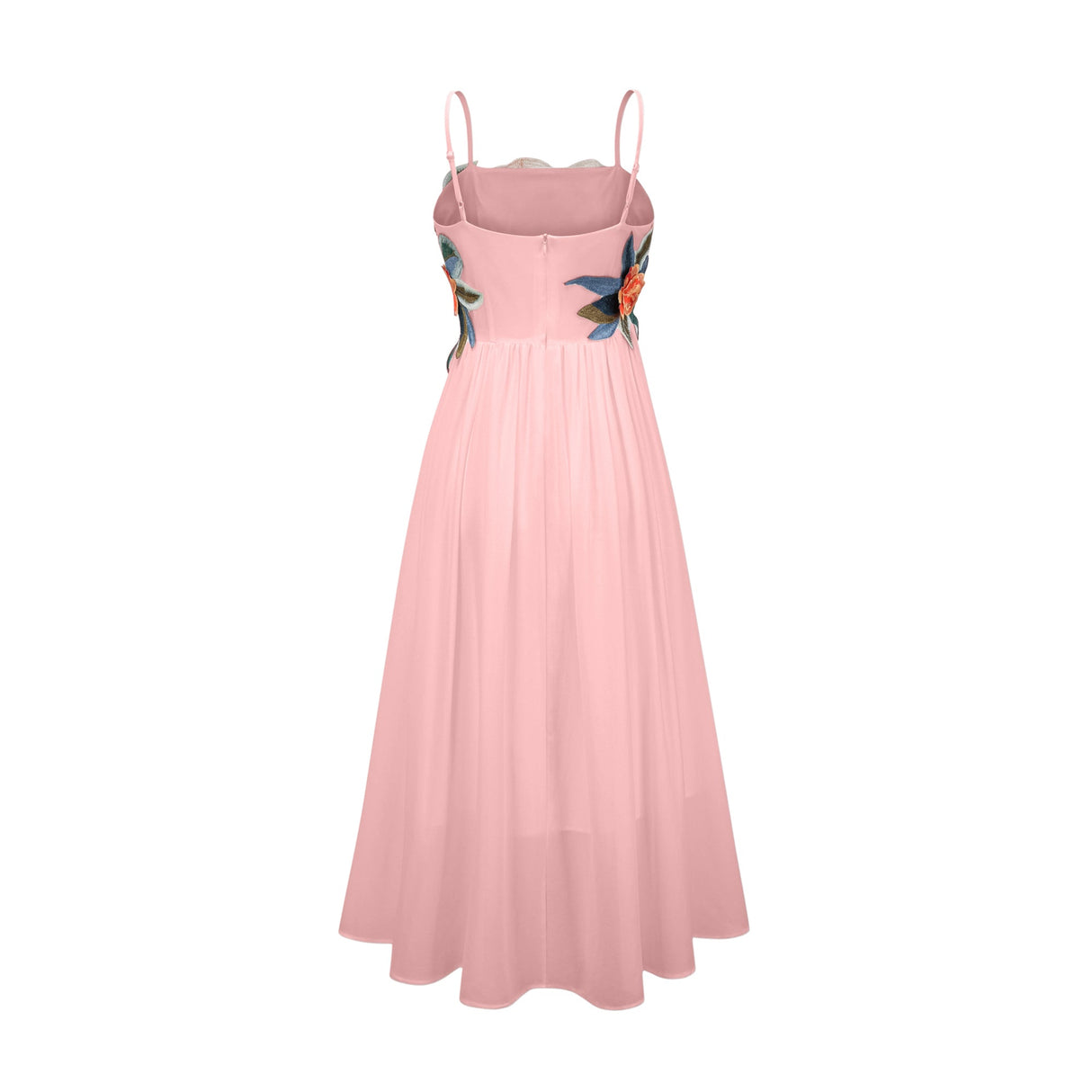 Aurohaya Josette floral-embroidered shirred maxi dress in Pink
