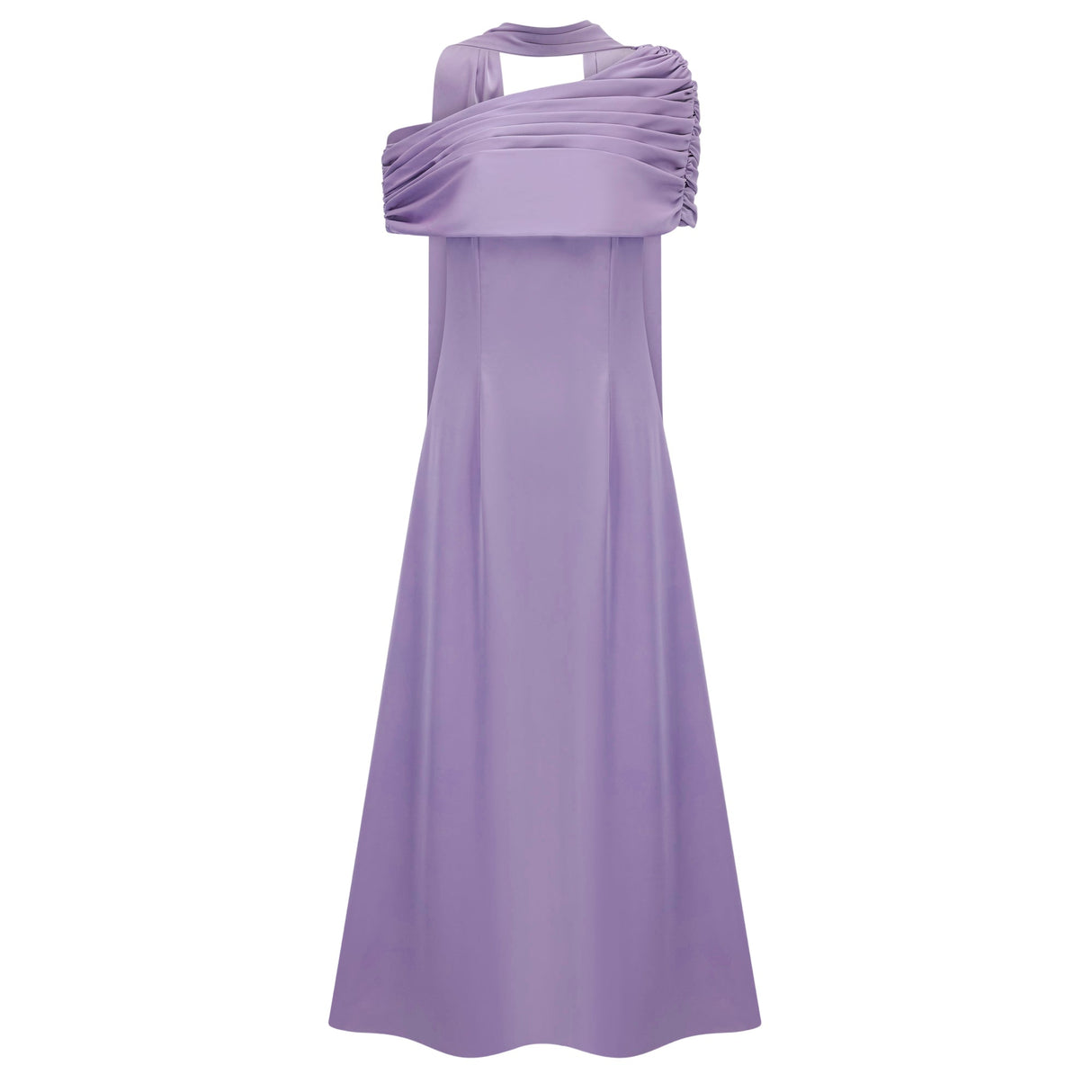 Aurohaya Benedetta Lilac One Shoulder Satin Maxi Dress