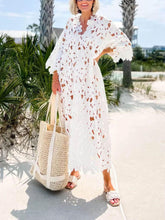 Aurohaya Lace Cover Up Beach Midi Dress White One size