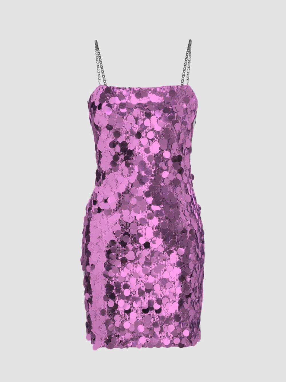 Aurohaya Chain Sequined Irregular Dress