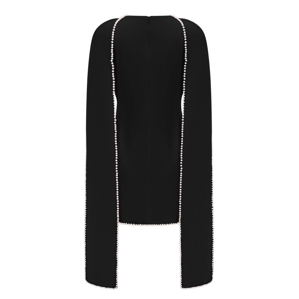 Aurohaya Piroska Black Sleeveless Pearl Trim Mini Dress