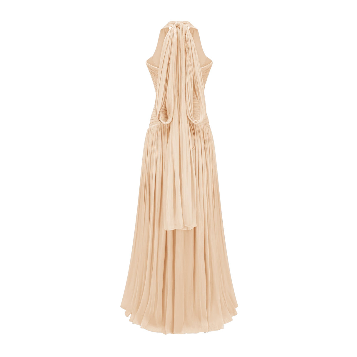 Aurohaya Térébenthine Neutral Glossy Gathered Maxi Dress