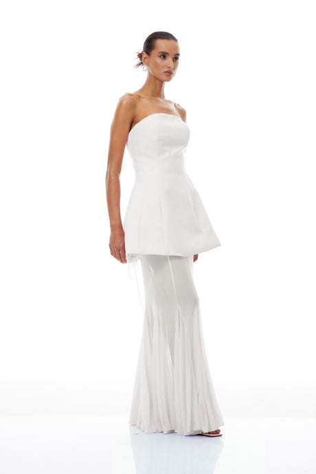Aurohaya Mélanie White Corset Dress & Mesh Skirt Set