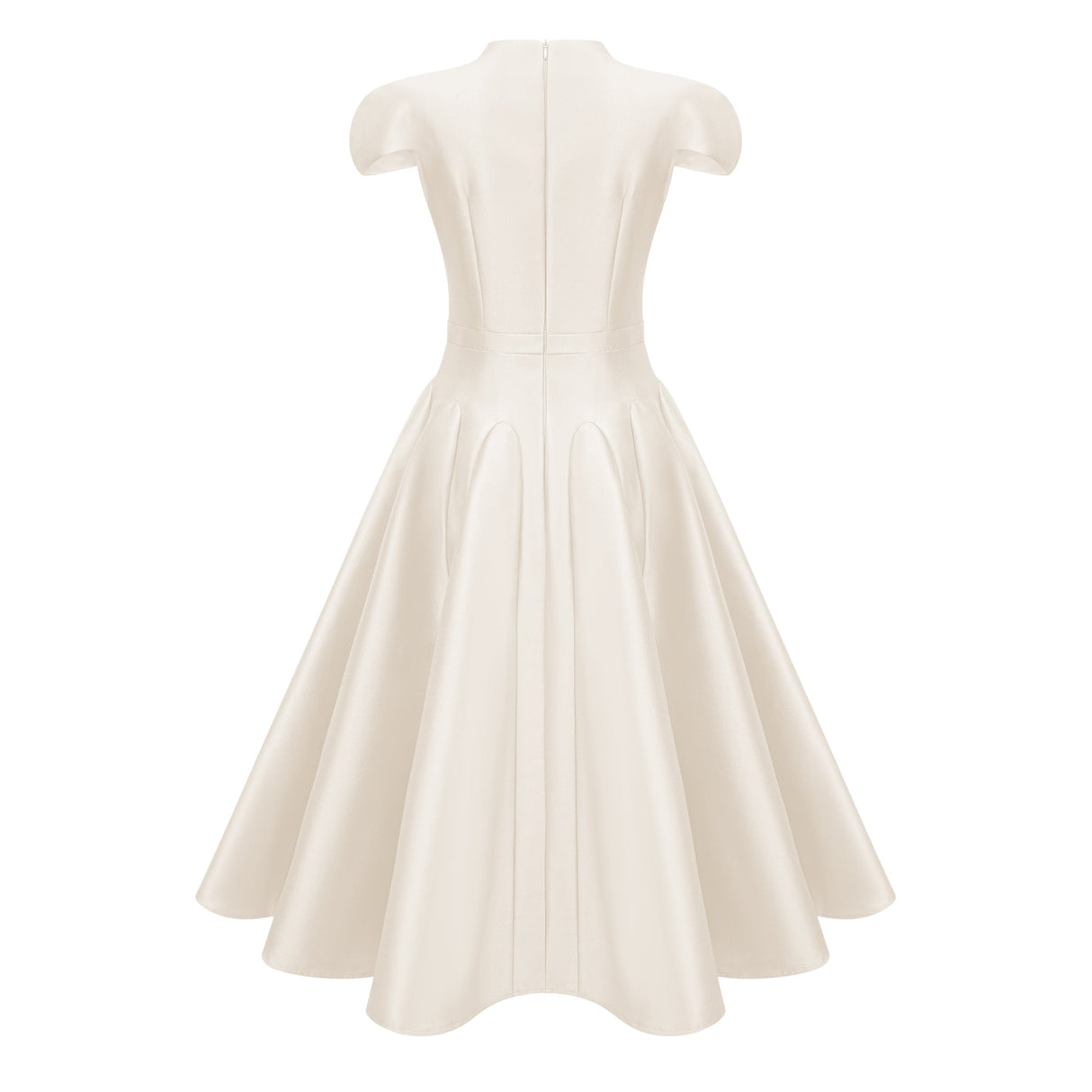 Aurohaya Aventin White Godet Design Midi Dress