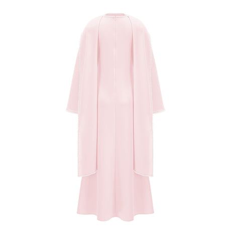 Aurohaya Piroska Pink Pearl Trim Shawl Detail Maxi Dress