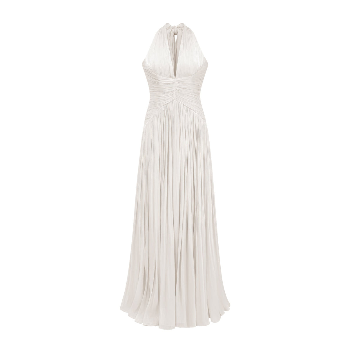 Aurohaya Térébenthine White Glossy Gathered Maxi Dress