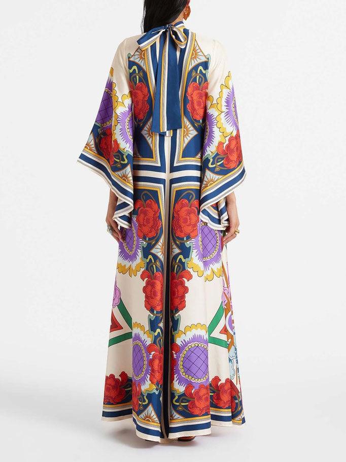 Aurohaya Unique Ethnic Floral Print Flowing Maxi Dress