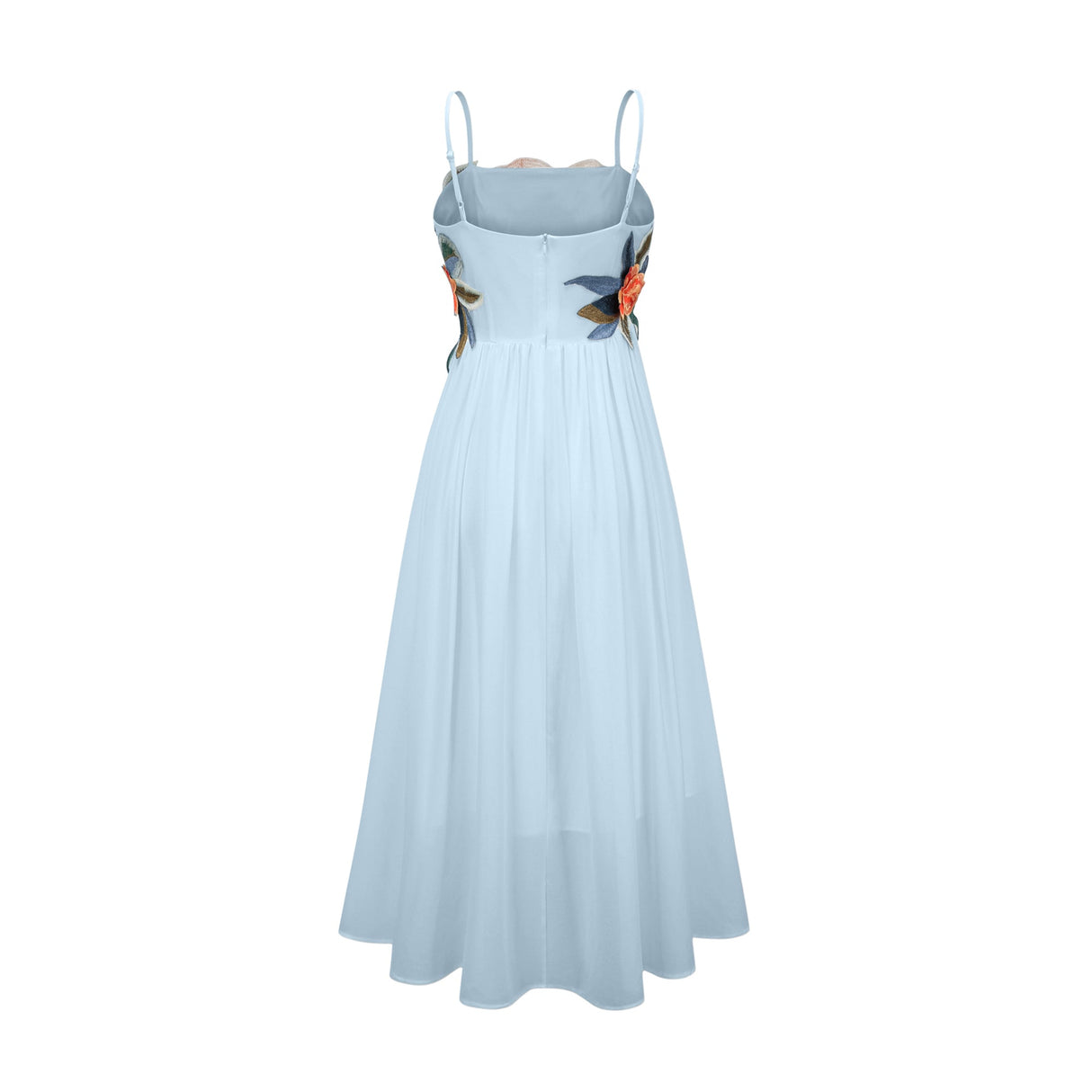 Aurohaya Josette floral-embroidered shirred maxi dress in Blue