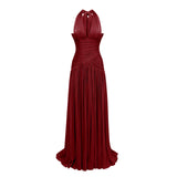 Verdelune Red Gathered Maxi Dress