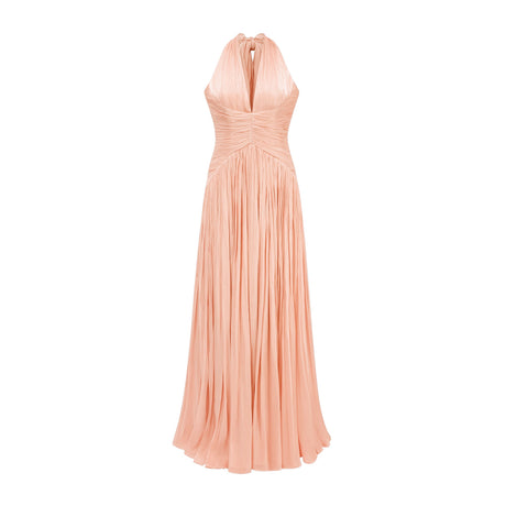 Aurohaya Térébenthine Pink Glossy Gathered Maxi Dress