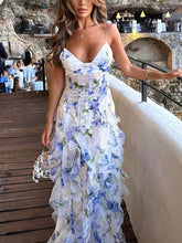 Fashion Floral Print Ruffle Maxi Dress