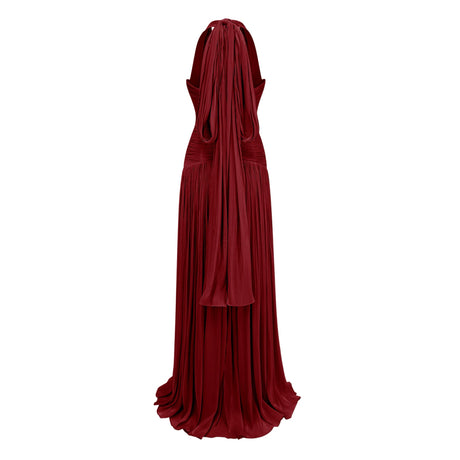 Aurohaya Uranie Red Gathered Maxi Dress