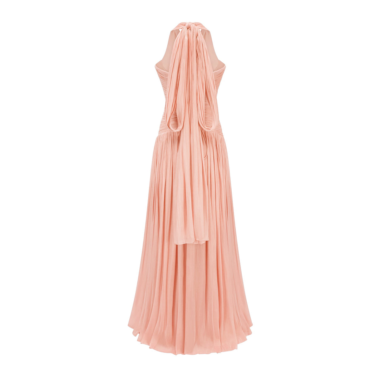 Aurohaya Térébenthine Pink Glossy Gathered Maxi Dress
