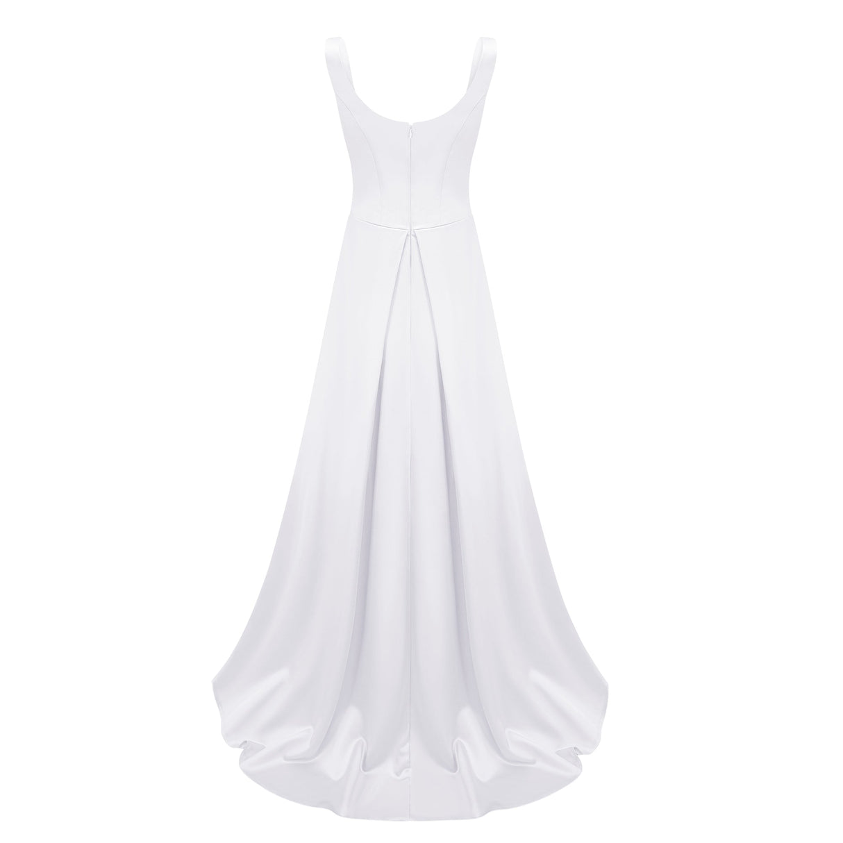 Aurohaya Fiona White Satin Square Neck Maxi Dress