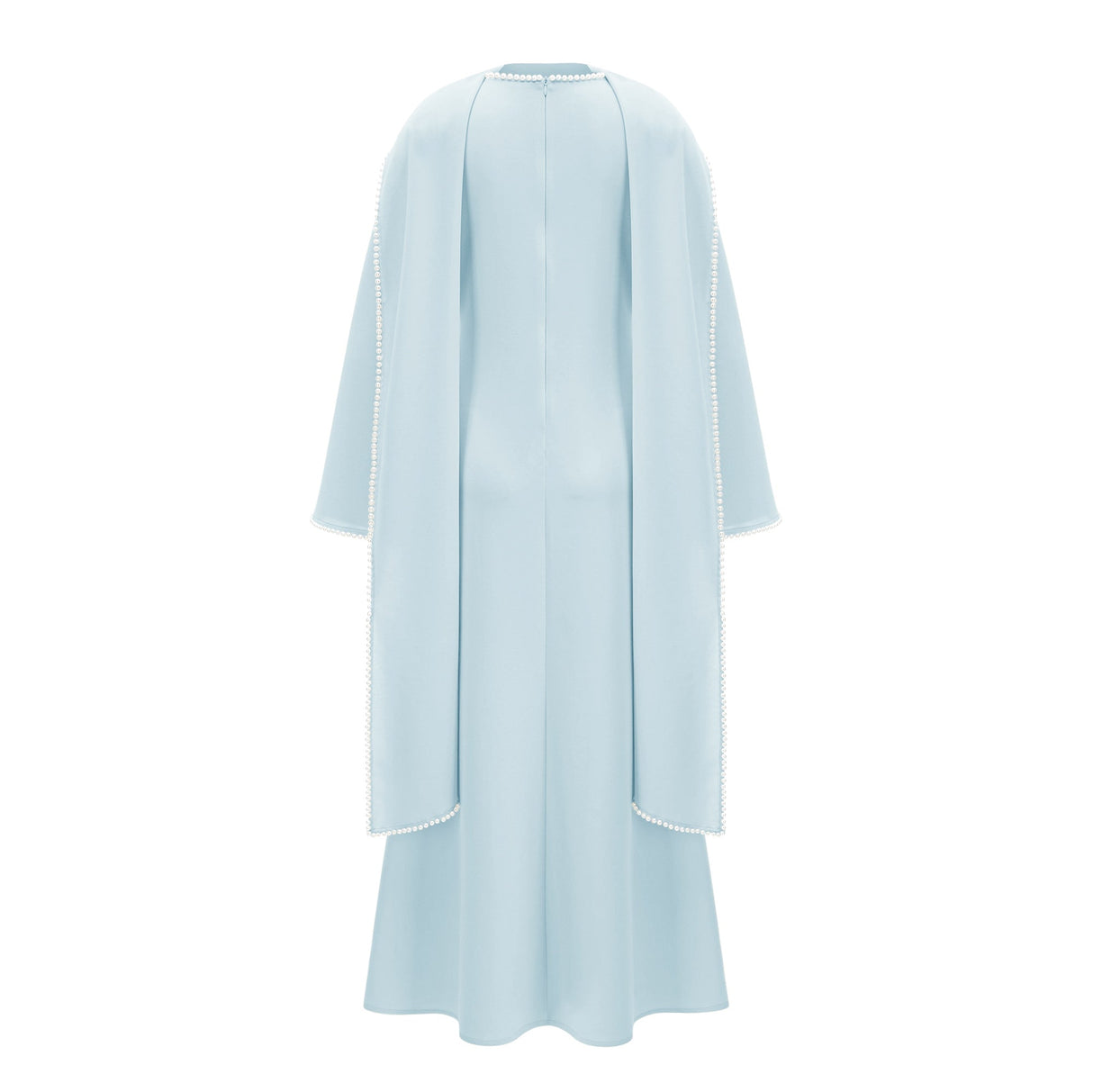 Aurohaya Piroska Blue Pearl Trim Shawl Detail Maxi Dress