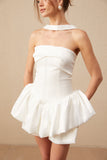 Aurélie white halterneck ruffled mini dress