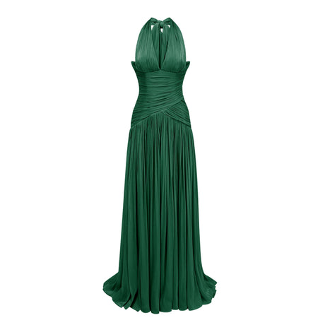 Aurohaya Uranie Emerald Green Gathered Maxi Dress