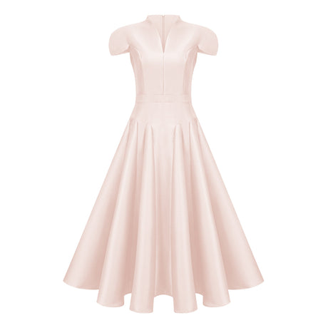 Aurohaya Aventin Pink Godet Design Midi Dress