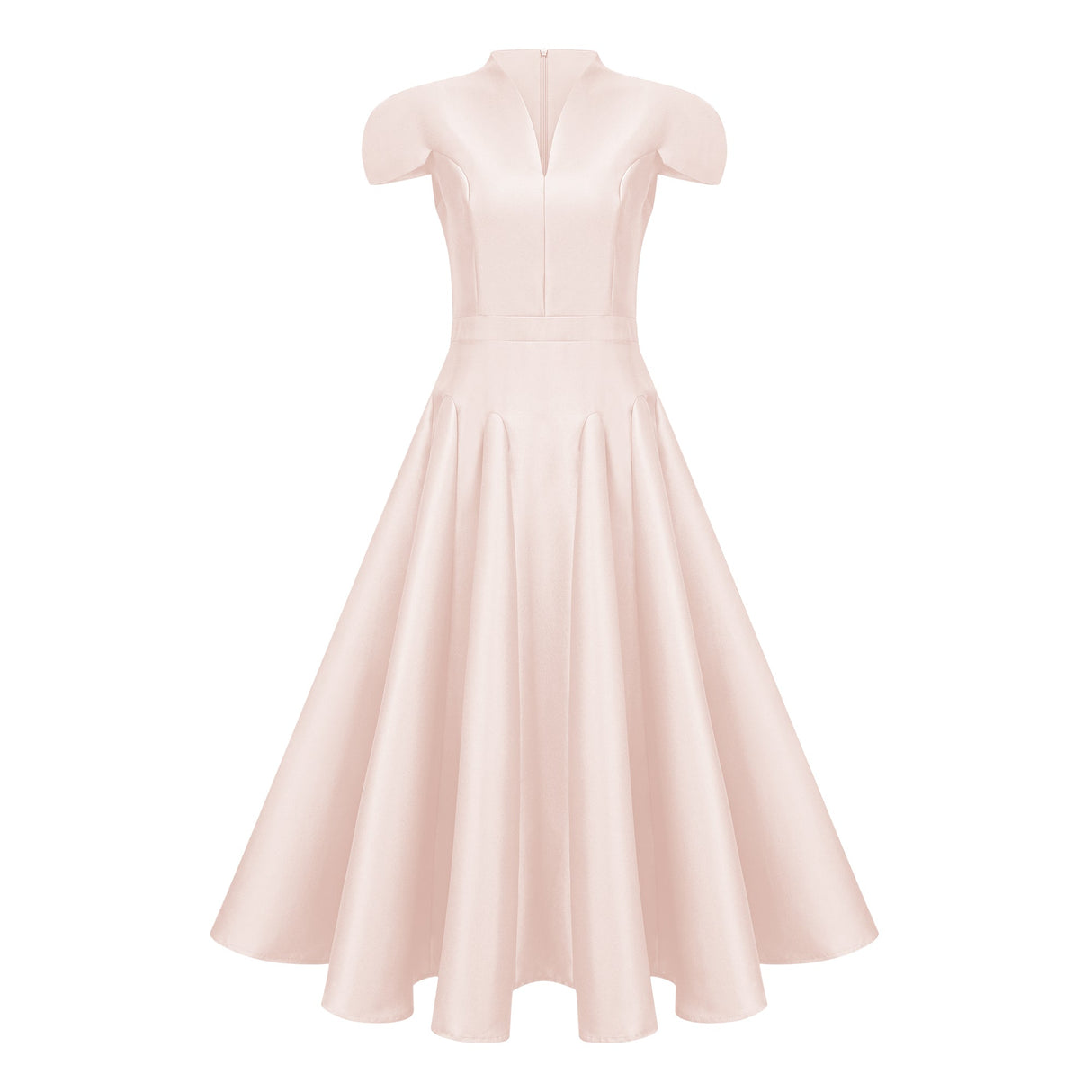 Aurohaya Aventin Pink Godet Design Midi Dress